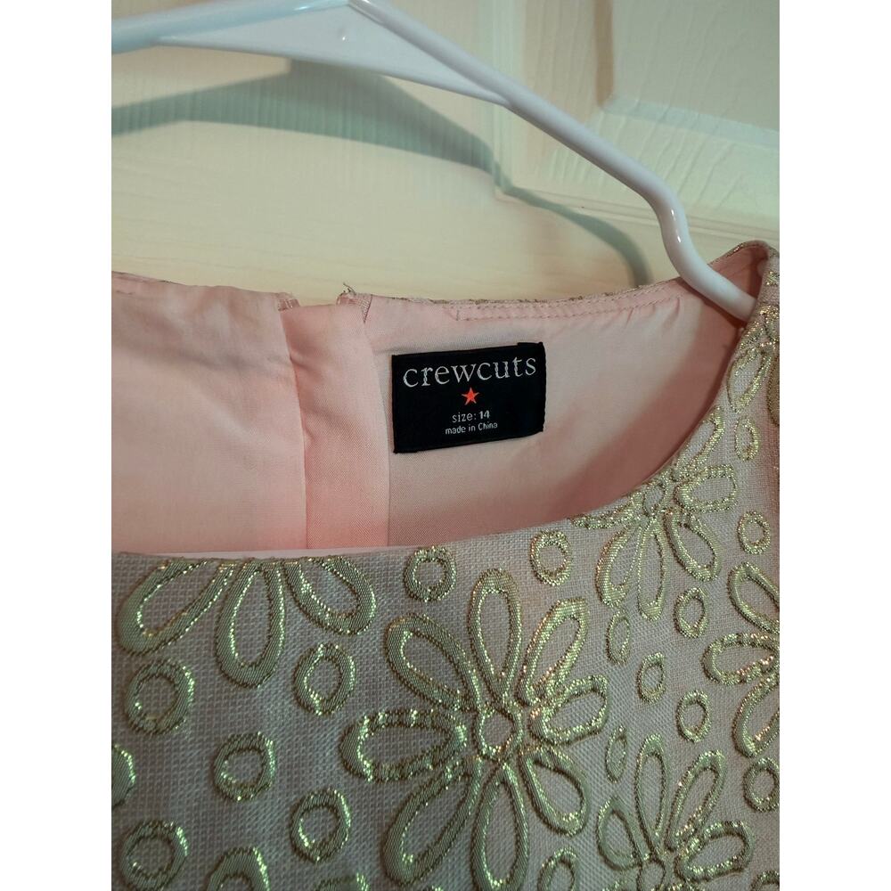 J. Crew Crewcuts Drop-Waist Jacquard Dress Holiday Recital Pink Floral Girls' 14 - Picture 4 of 8